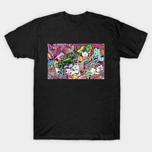 Colorful Slluks montage graffiti illustration T-Shirt